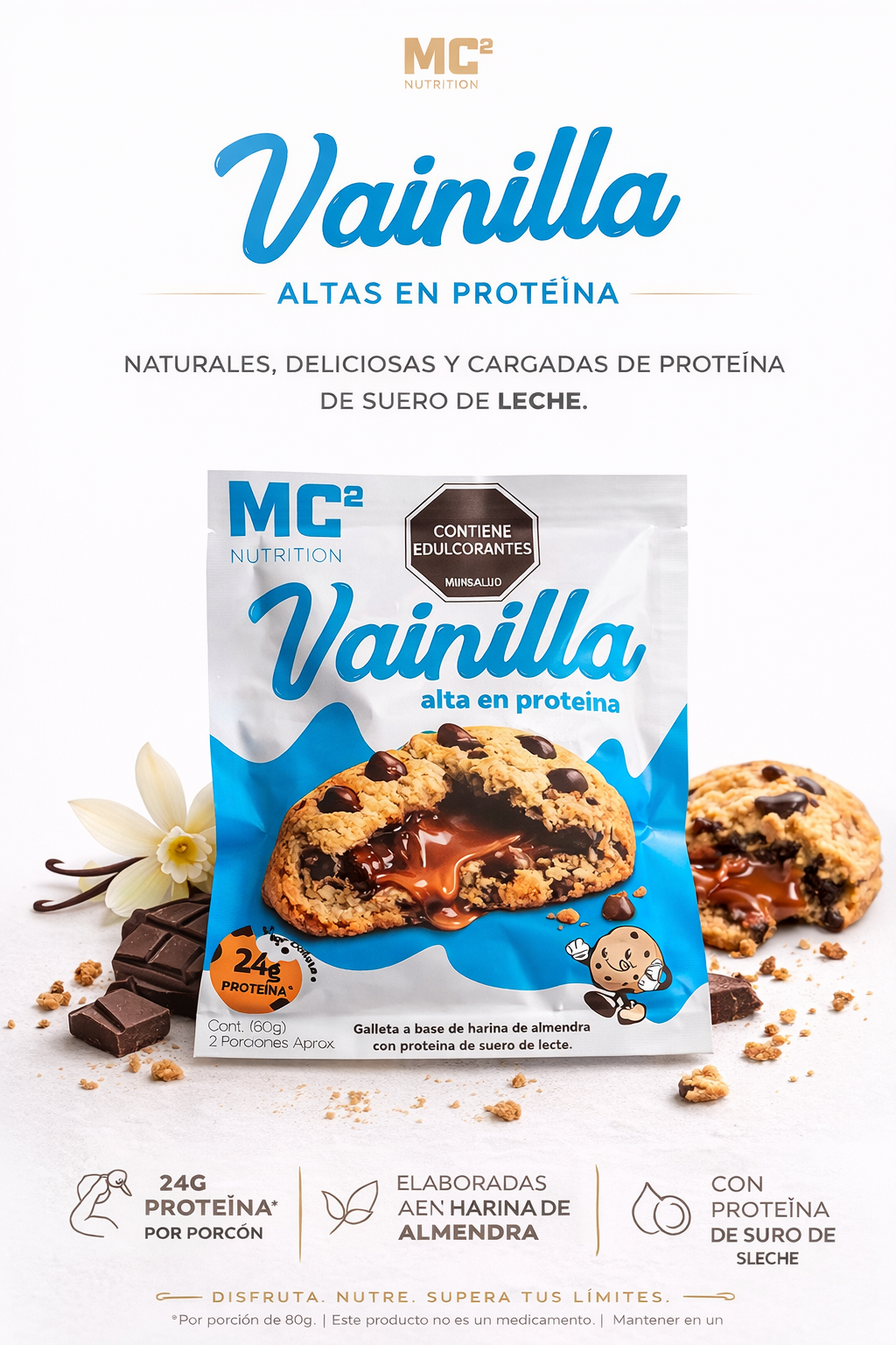 Galleta a base de harina de almendra sabor vainilla