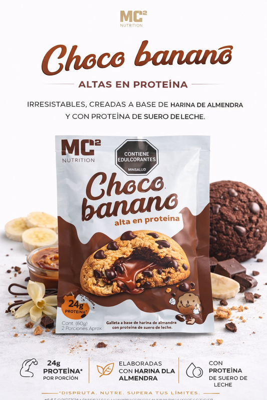 Galleta a base de harina de almendra sabor chocobanano
