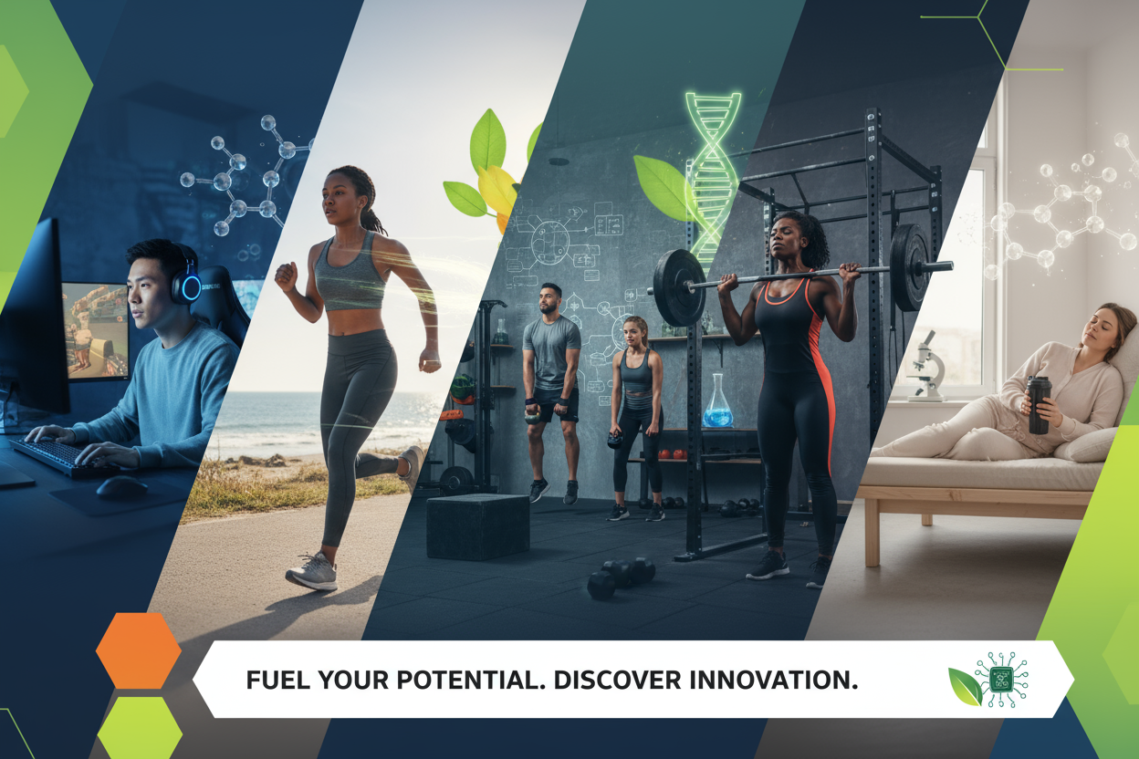 quiero una imagen, moderna, confiable, juvenil, de tradicion experiencia, confianza, investigacion, enfocada a todos publico, no solo a deportista de alto rendimiento, quierp que la gente valore mis productos especilizados ( preworkouts), para correr, crossfit, poverlifting, video juegos, descanso ( dormir mejor), mejoradores de oxidacion lipidica. quiero que la genta quiera comprar, que quiera ver mi pagina que no se aburran